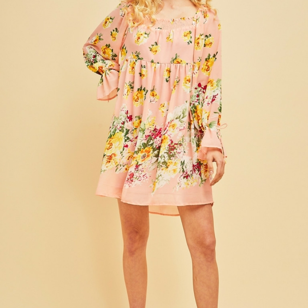 Entro Pink Floral Spring Dress NWT